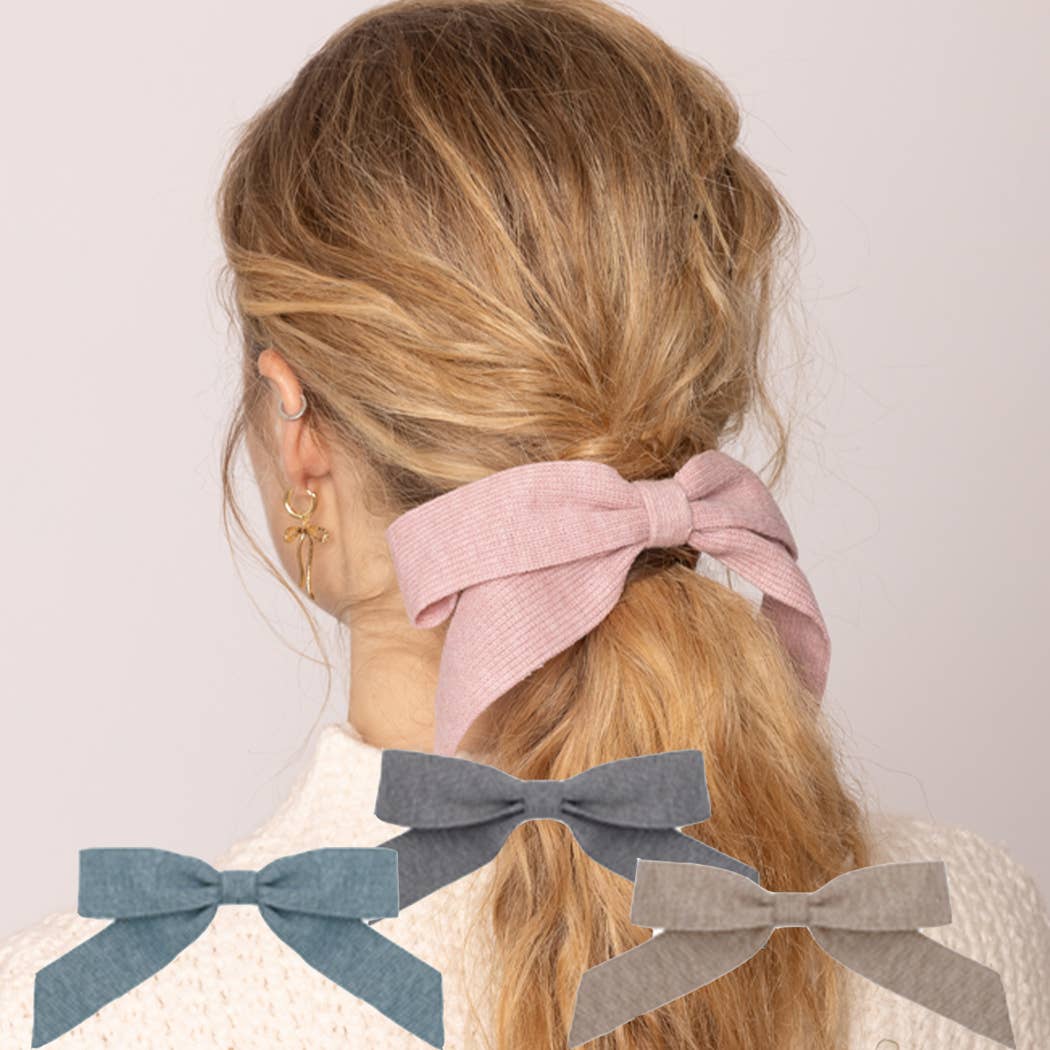 Knit Bow Knot Hair Barrette Clip