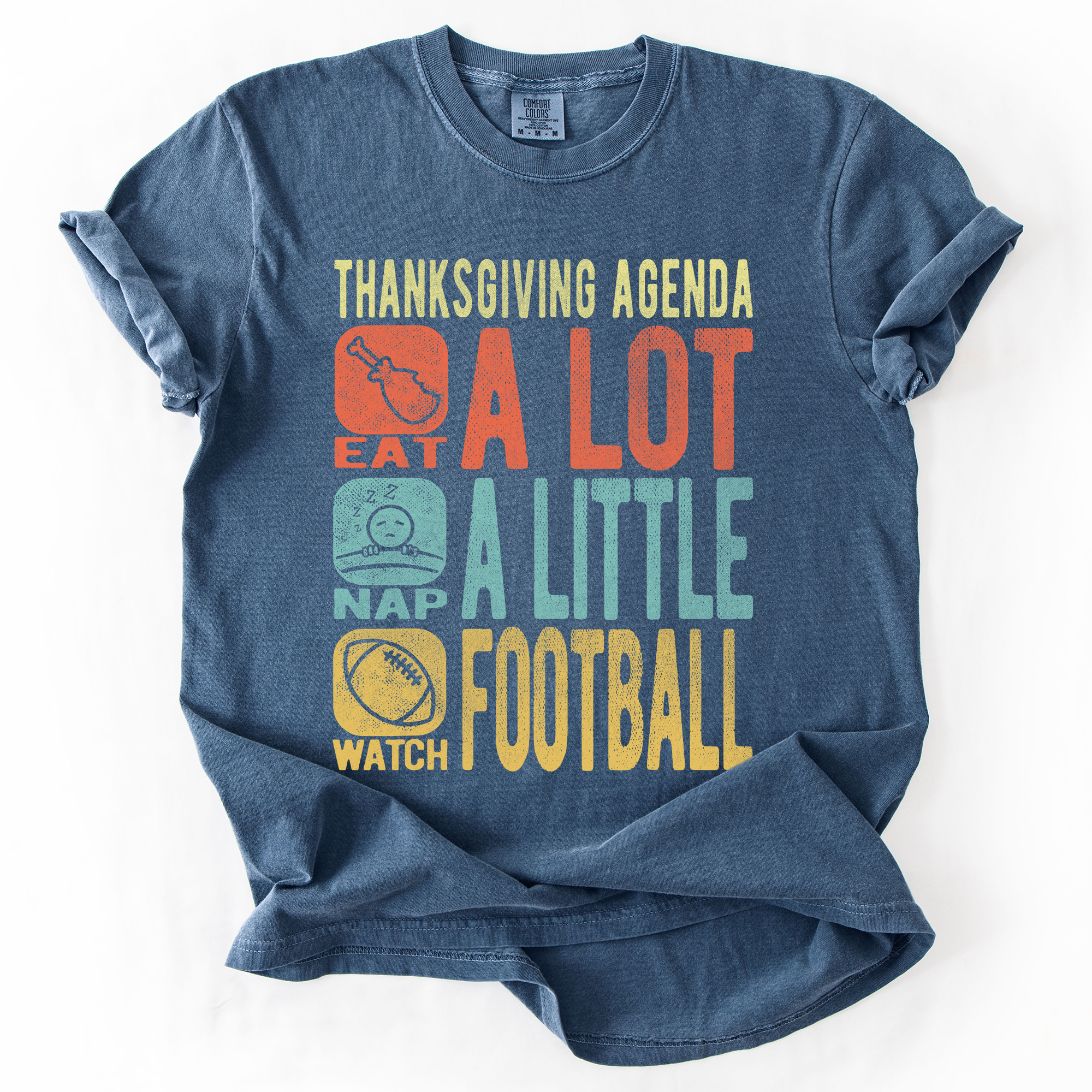 Thanksgiving Agenda, Turkey, Football, Autumn, Fall T-Shirt
