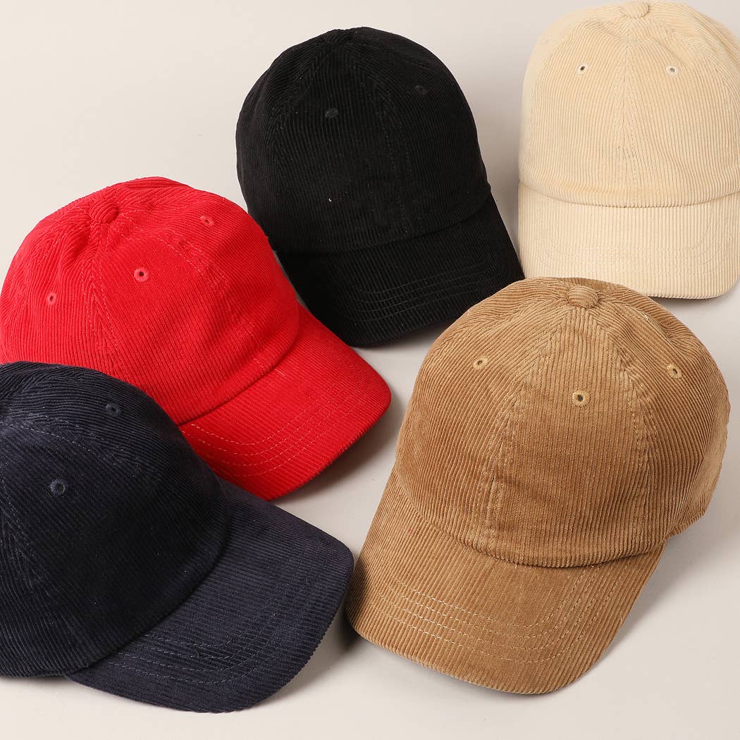 Kids Size One Tone Corduroy Baseball Cap