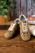 Color Block Leopard Print Patchwork Lace-Up Flat Shoes