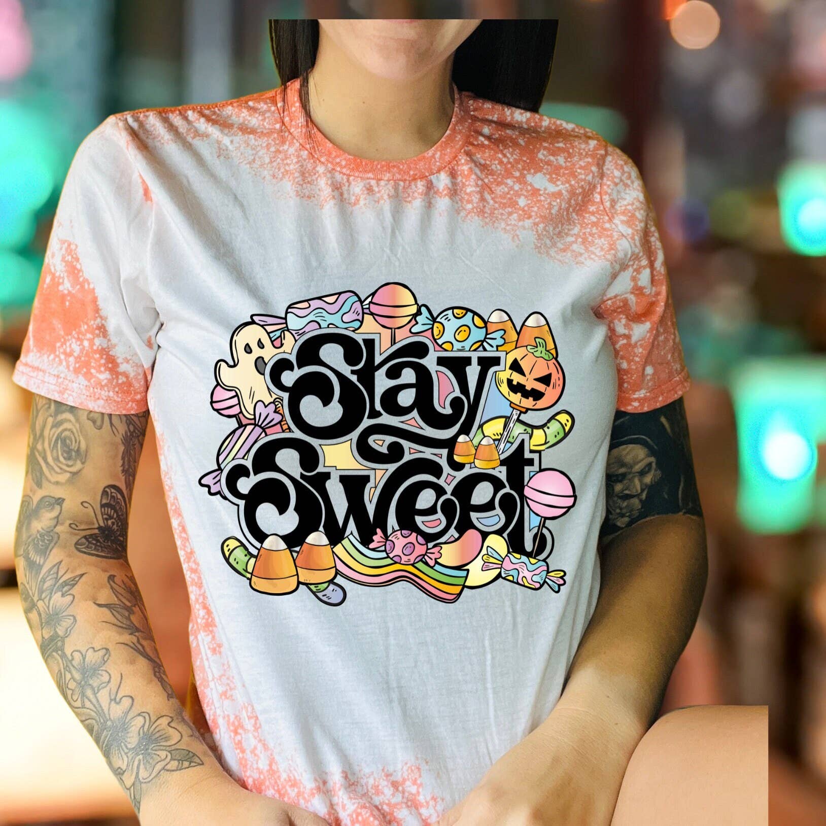Stay Sweet Bleached T-Shirt - Retro Vintage Plus Size Tee