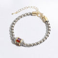 Multi Tone Cz Cylinder Charm Chain Bracelet