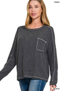 0808 Brushed Ribbed Hacci Round Neck Sweater SI-27225