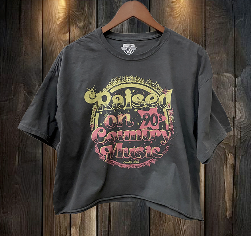 Raised On 1990's Country Music Oversized Cropped  T- Shirt
