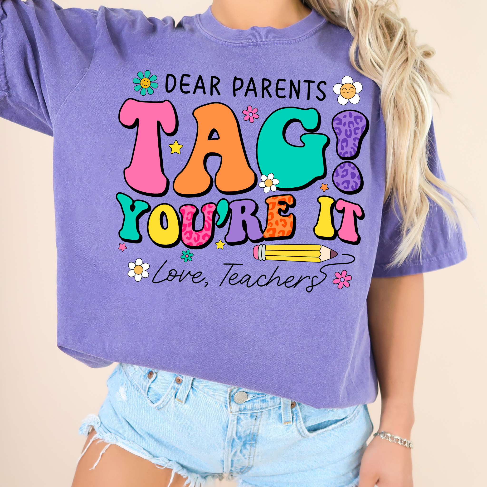Tag You’Re It, Love Teachers Comfort Color Graphic Tee