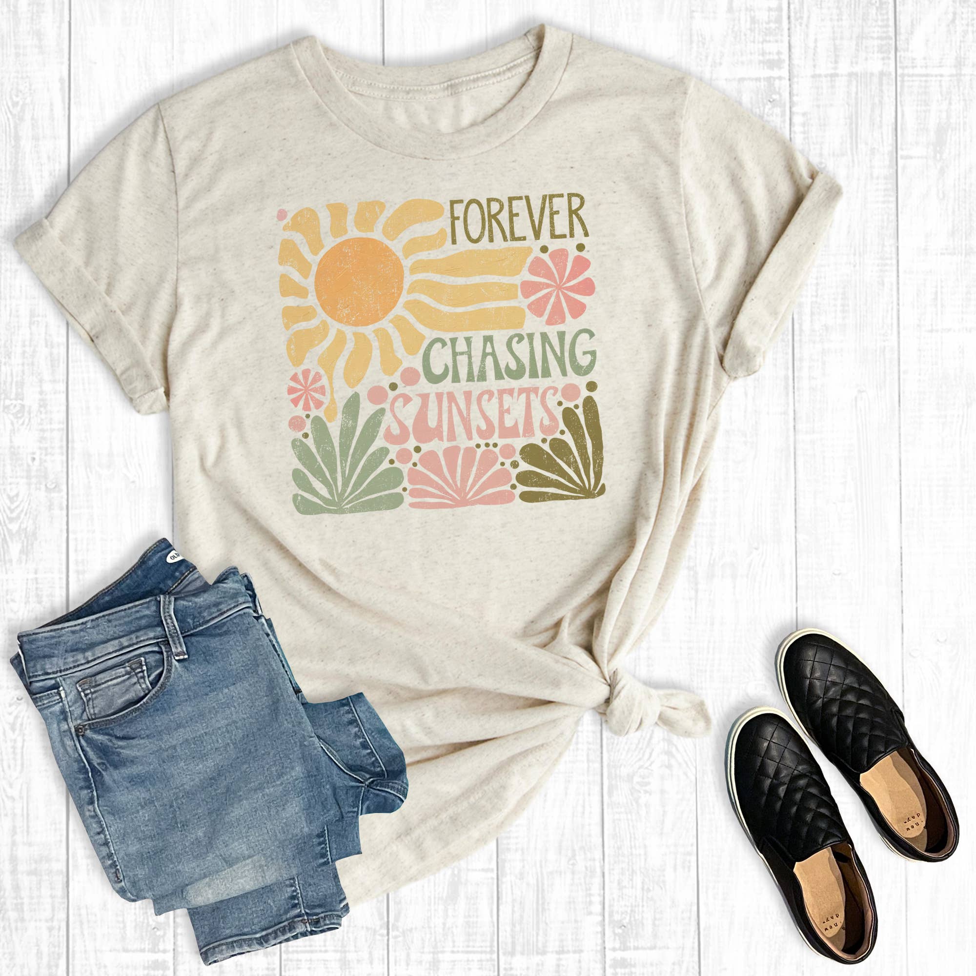 Retro Summer Forever Chasing Sunsets Graphic Tee
