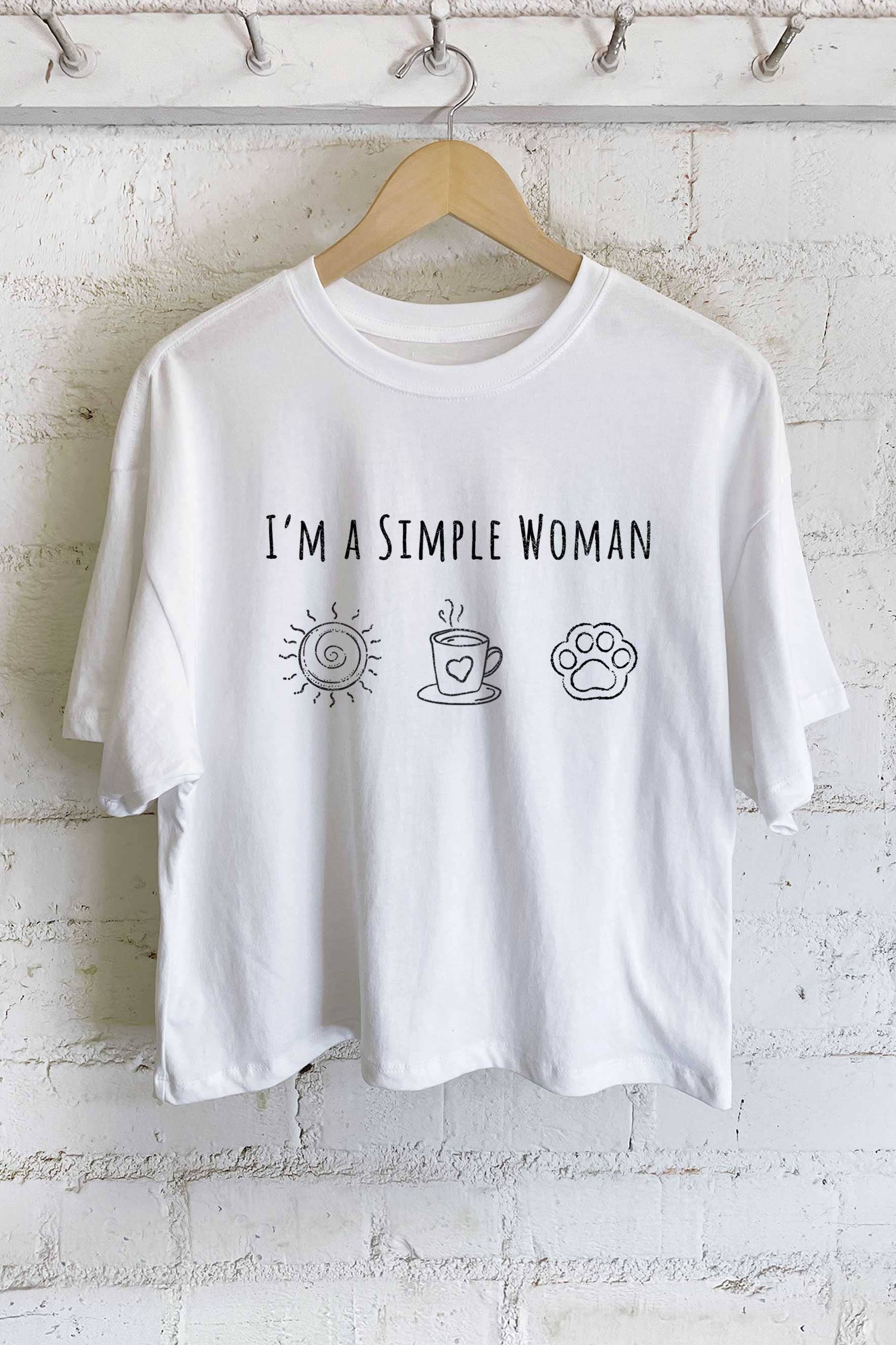 I'm A Simple Woman Sunshine Coffee Dog Paw Graphic Long Crop