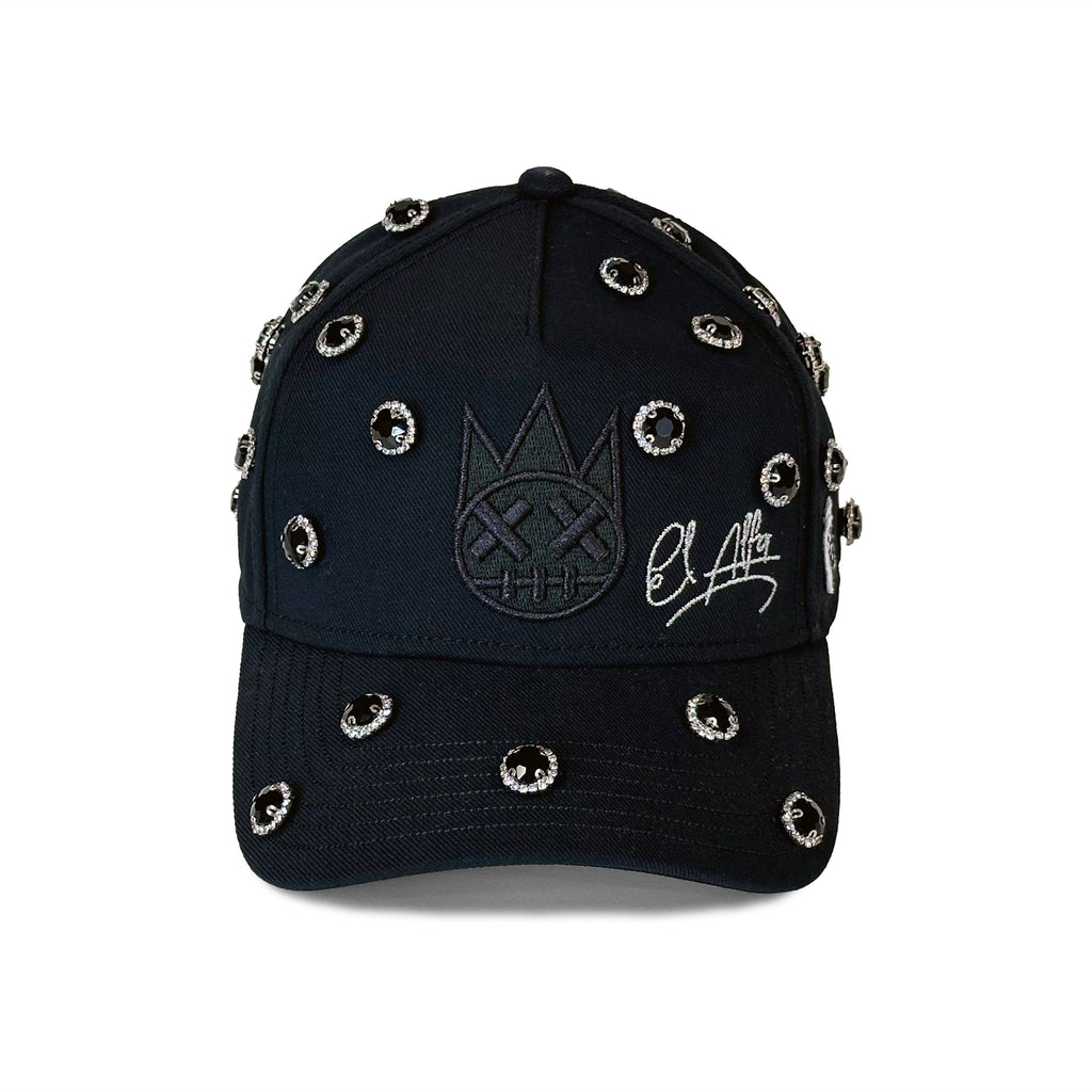 Cult X El Alfa Logo Crystal 5 Panel A Frame Trucker Hat in Black Unisex