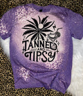 Tanned and Tipsy Bleached T-Shirt - Summer Vibes Graphic Tee
