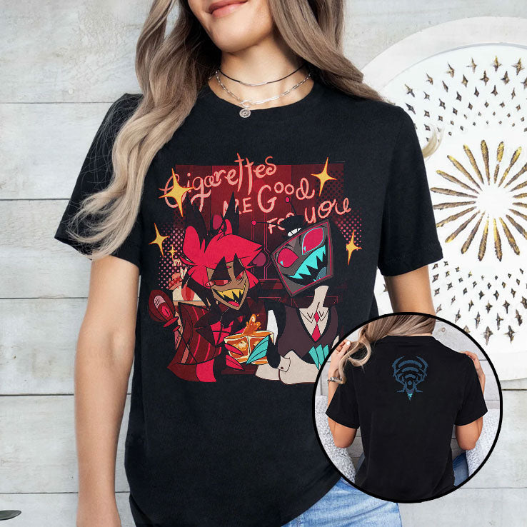 Alastor And Vox Cigarettes Are Good For You Hazbin Hotel T Shirt Unisex
