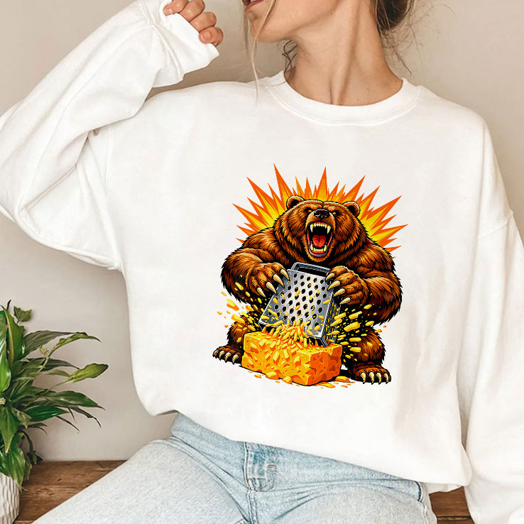 Angry Bear Grating Cheese Grater Hater T Shirt