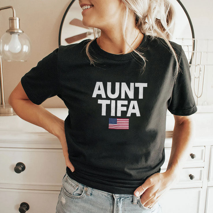 Aunt Tifa American Flag T Shirt