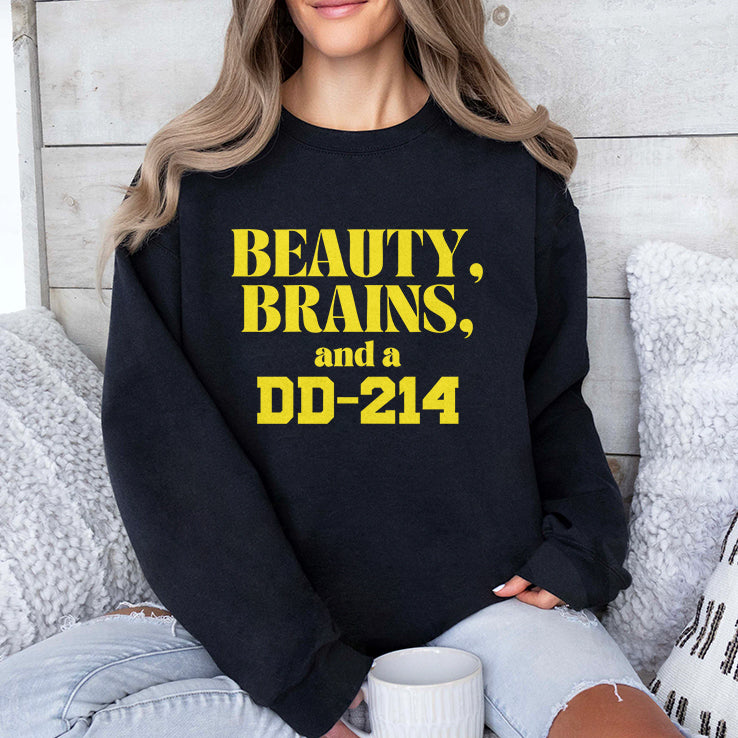 Beauty Brains And A DD-214 T Shirt