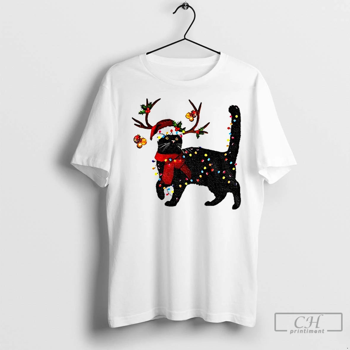 Classic Black Cat Santa Hat Merry Christmas 2025