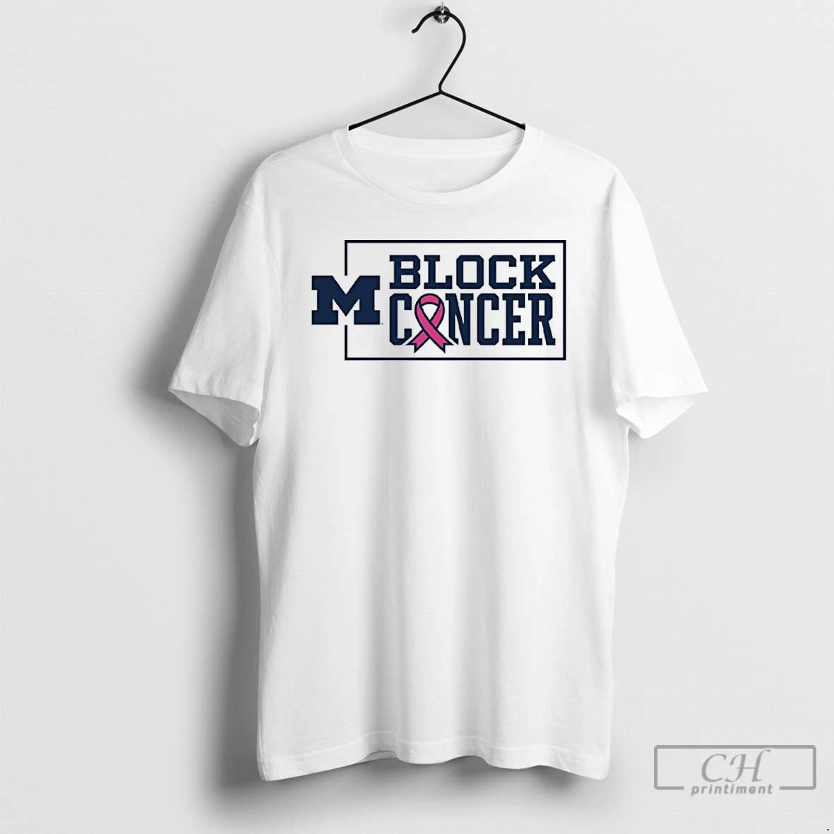 Classic Block Cancer Michigan Wolverines Football T Shirts