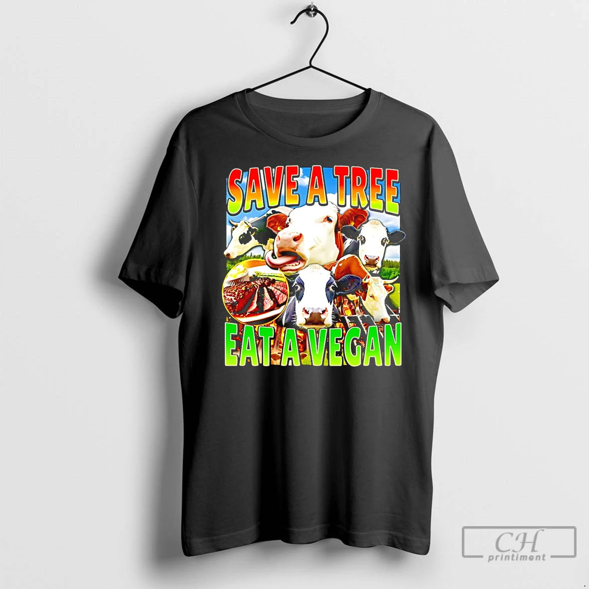 Classic Cow Save A Tree Eat A Vegan