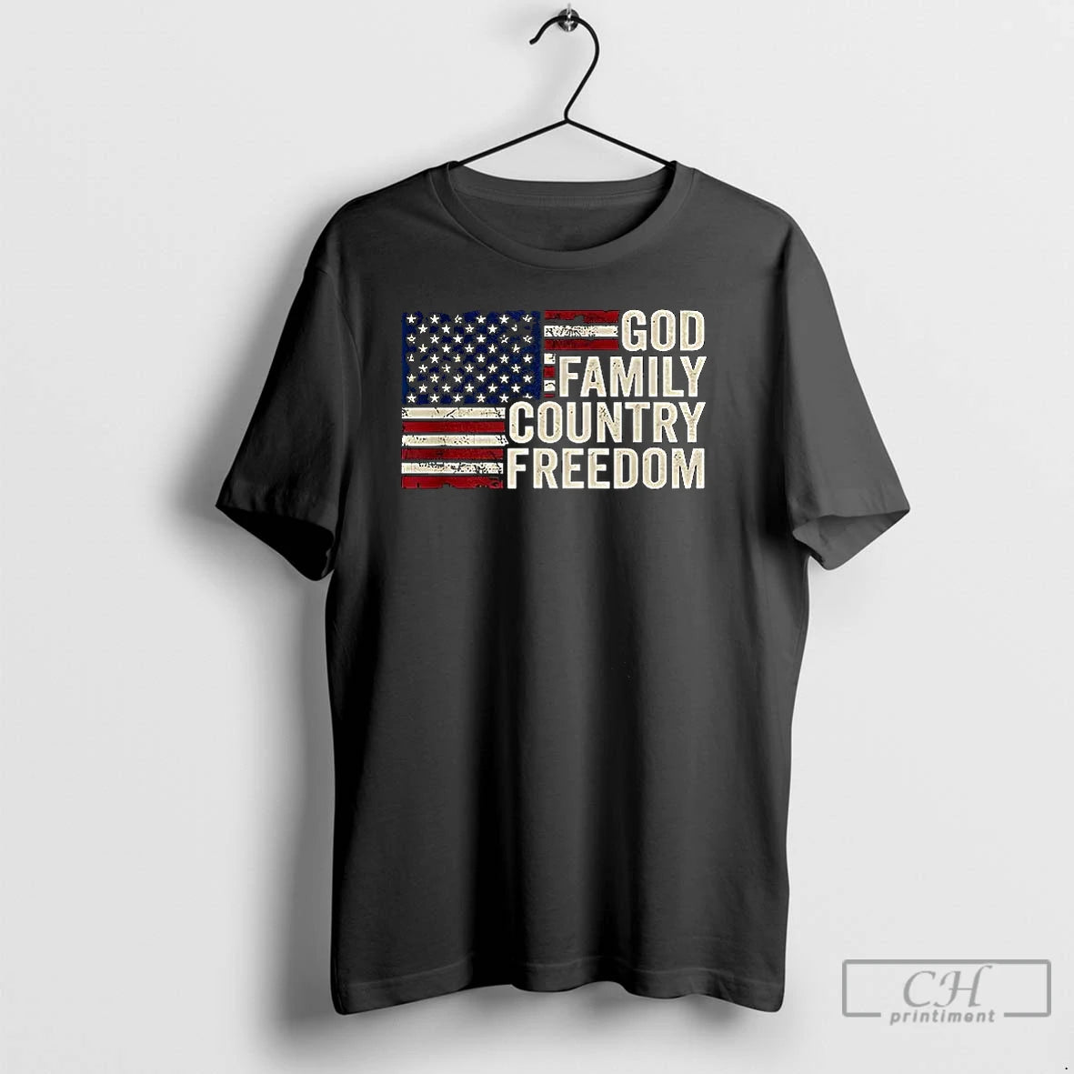 Classic God Family Country Freedom Flag T Shirts