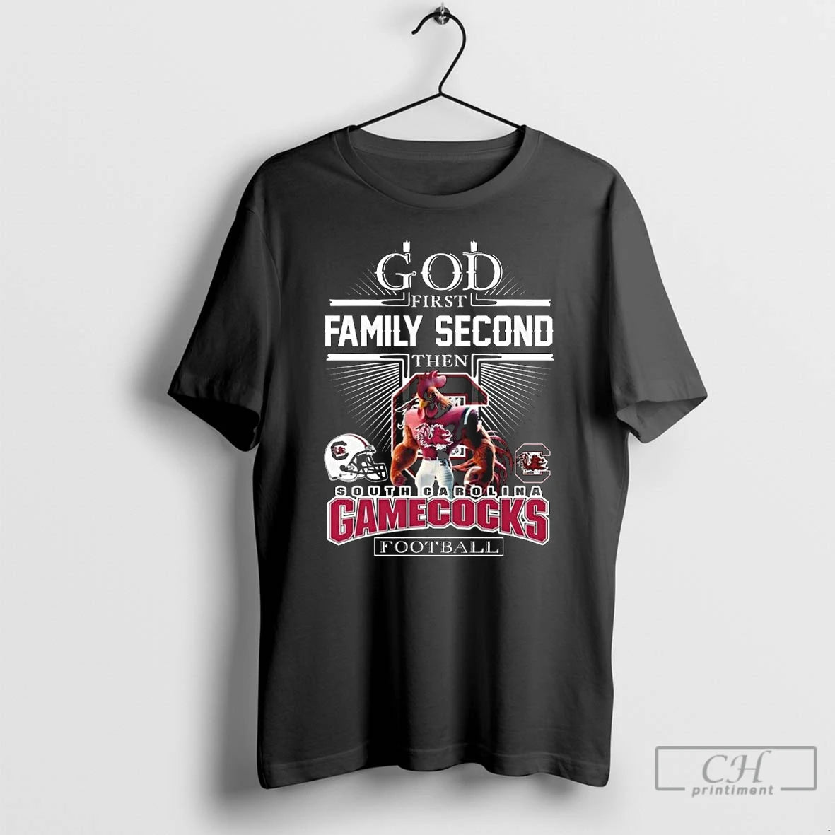 Classic God First Family Second Then South Carolina Gamecocks Football Mascot 2025 Long Sleve