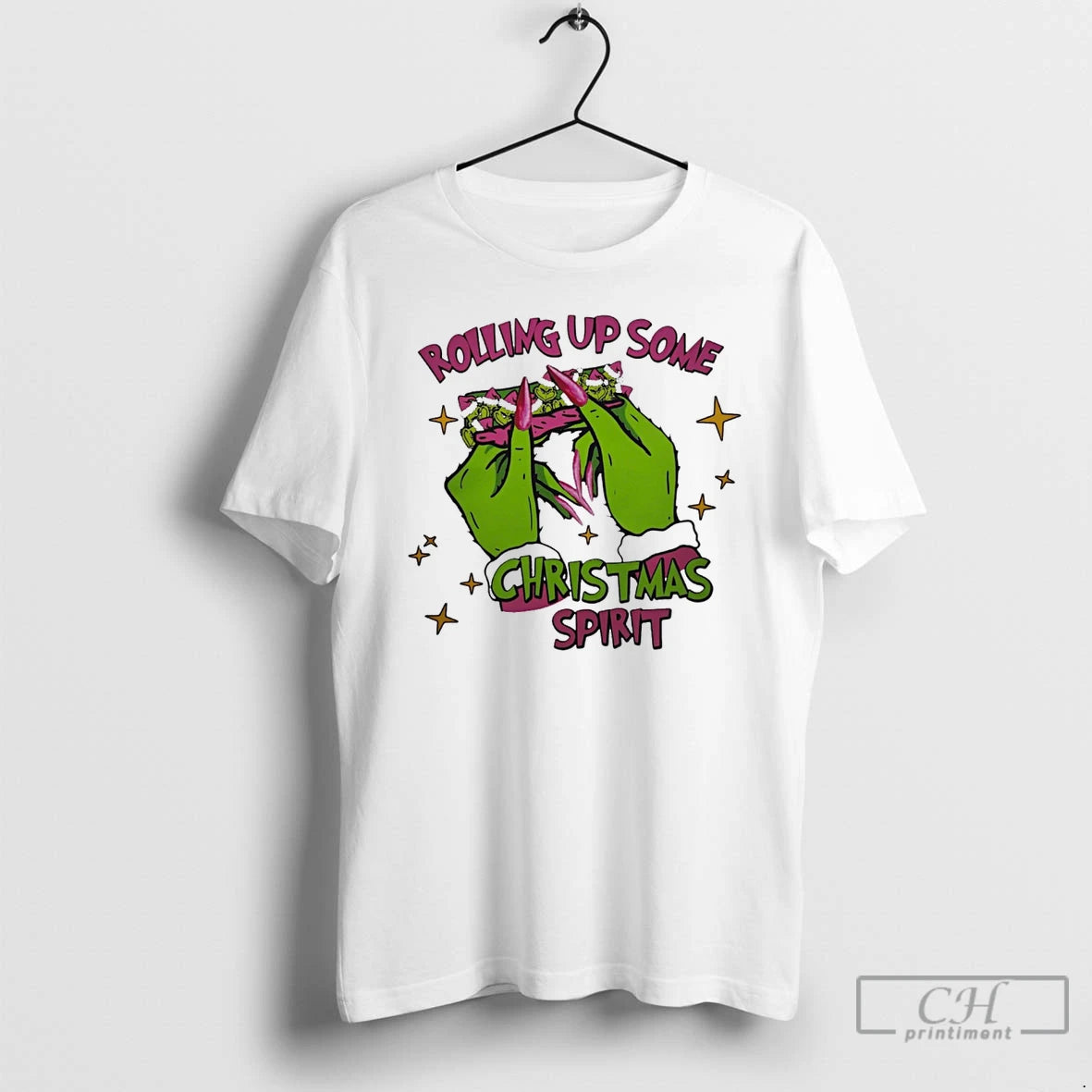 Classic Grinch Rolling Up Some Christmas Spirit White T Shirts