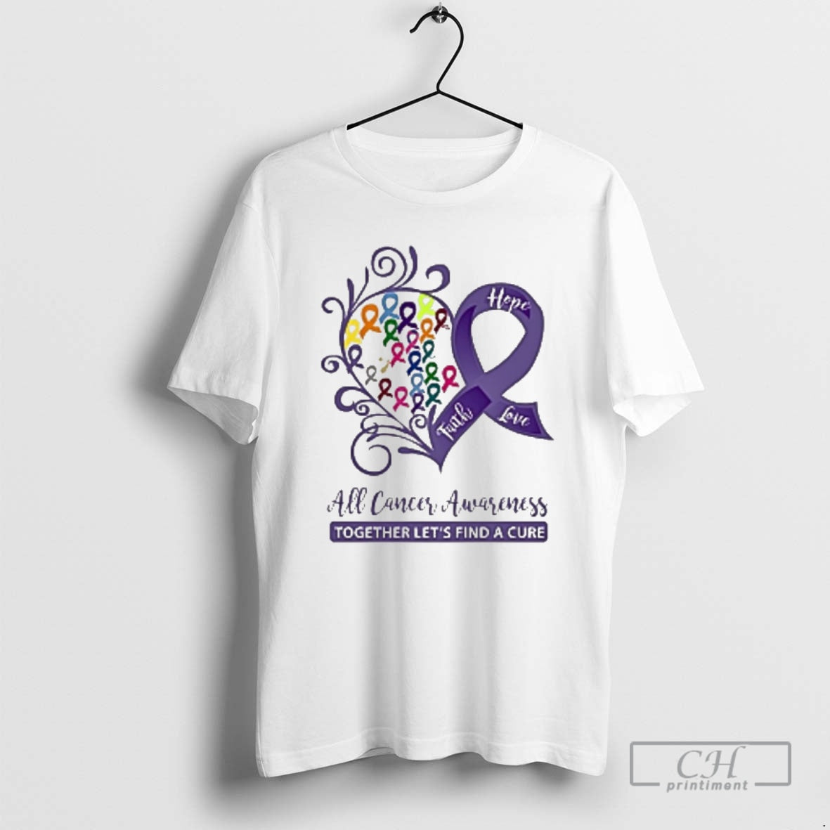 Classic Hope Faith Love All Cancer Awareness Together Lets Find A Cure 2025 Shirt Sweater