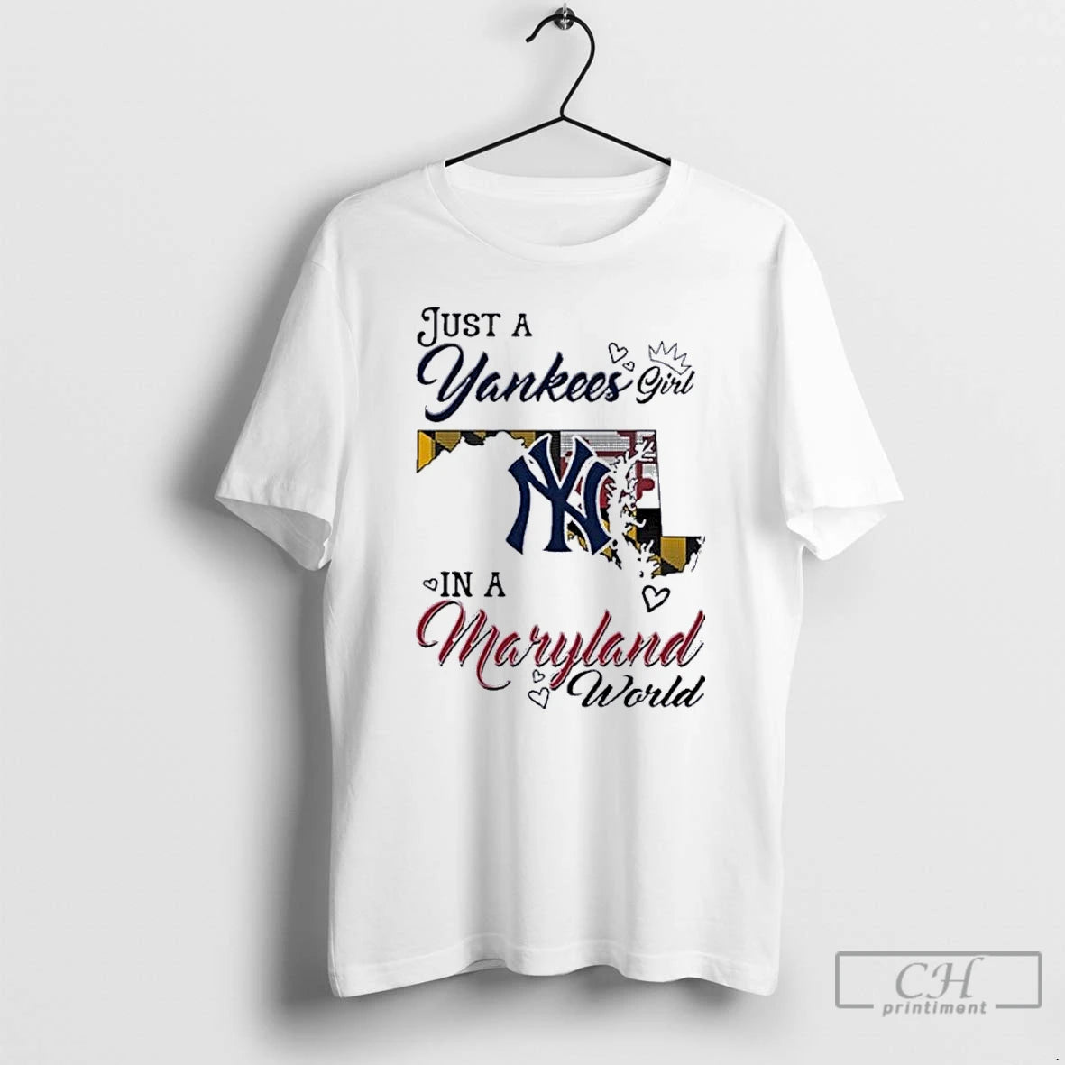 Classic Just A New York Yankees Girl In A Maryland World T Shirts