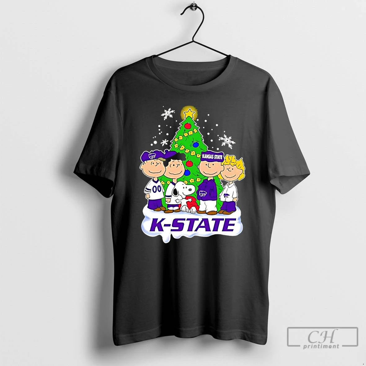 Classic Peanuts Kansas State Wildcats Under Christmas Tree T Shirts