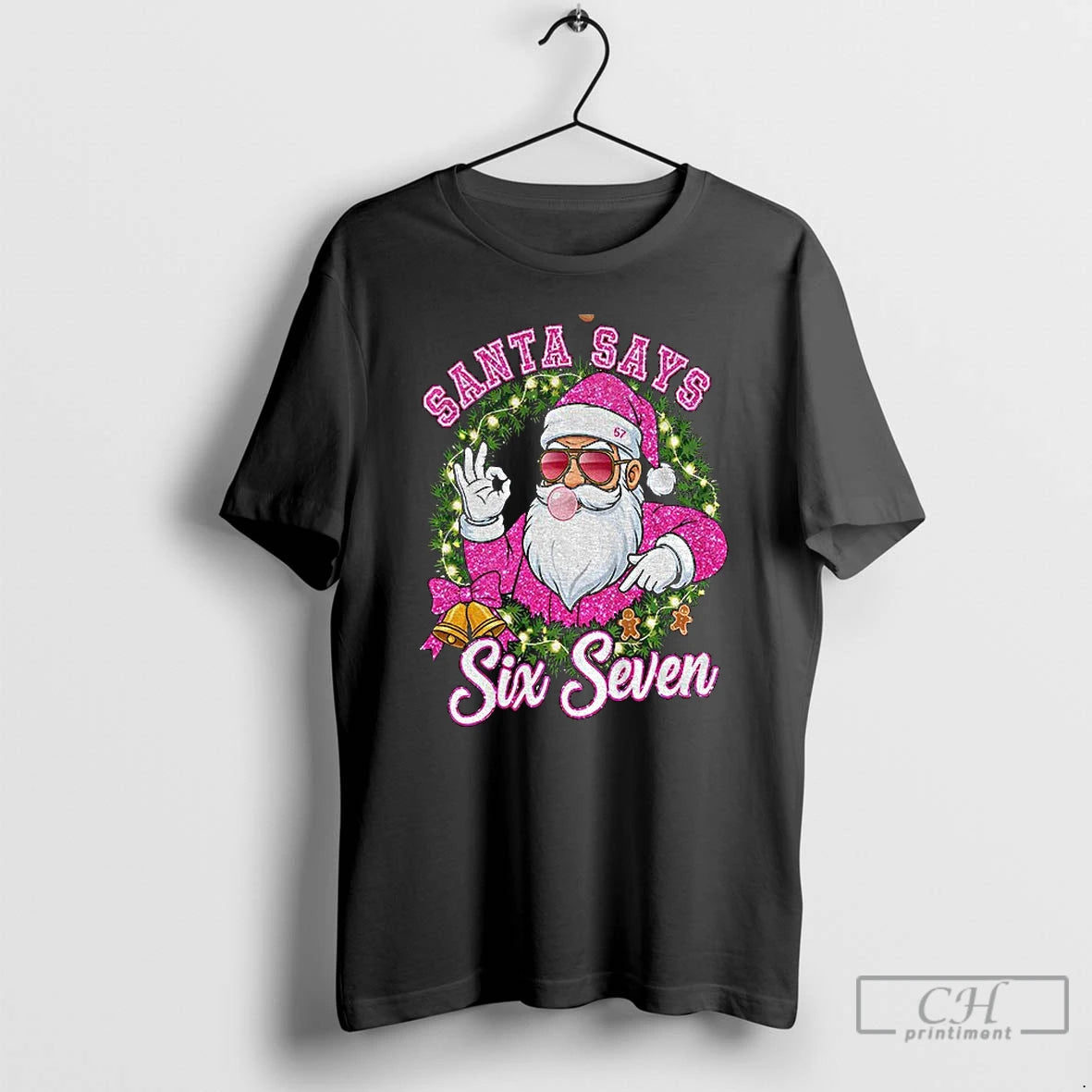 Classic Pink Santa Says Six Seven 6 7 Meme Christmas T Shirts