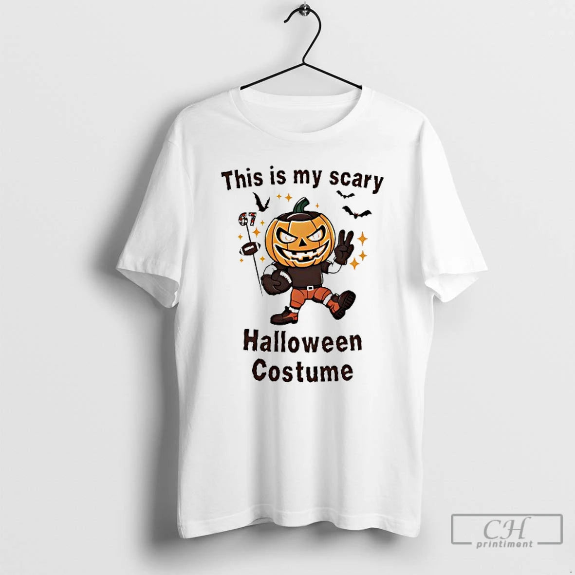 Classic Pumpkin Player Football This Is My Scary Halloween Costume T Shirts