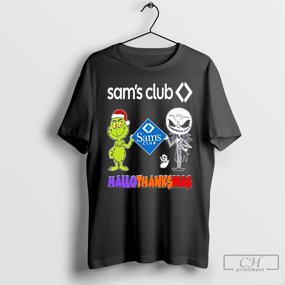 Classic Sams Club Santa Grinch X Jack Friends Fist Bump Hallothanksmas T Shirts