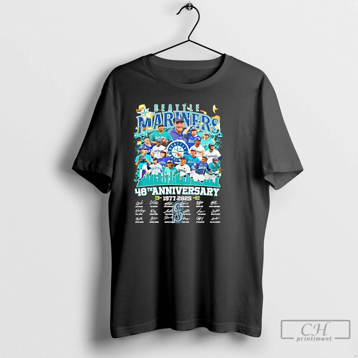 Classic Seattle Mariners 48th Anniversary 1977 2025 Signatures T Shirts