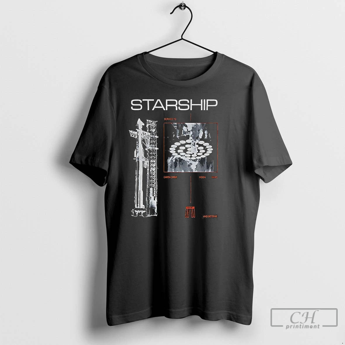 Classic Spacex Starship Rocket Earth Orbit Moon Mars And Beyond Vintage T Shirts