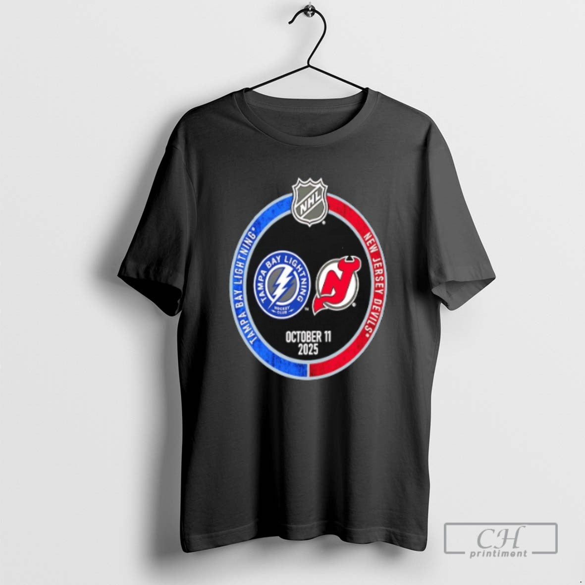Classic Tampa Bay Lightning Vs New Jersey Devils 2025 Nhl Opening Night T Shirts