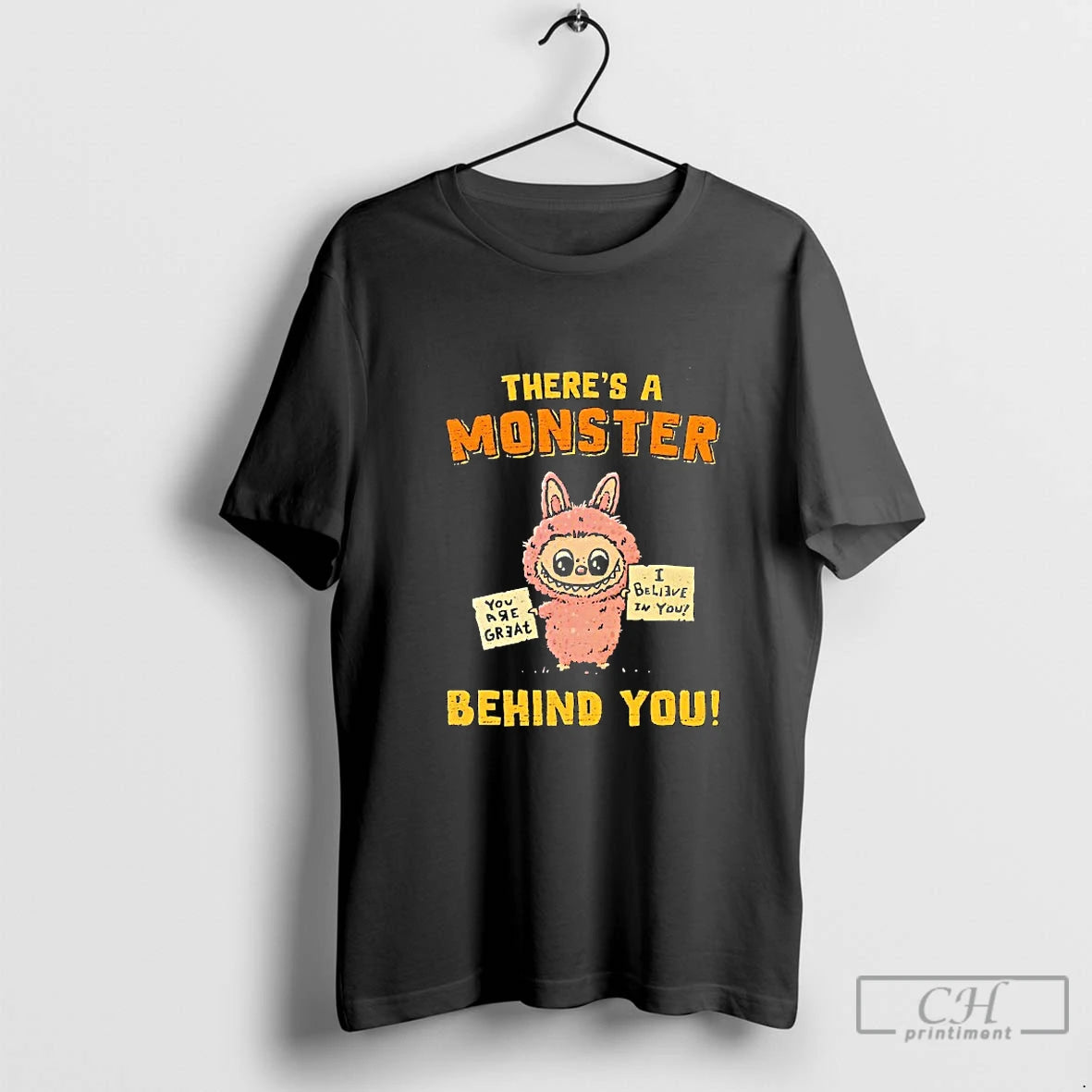 Classic Theres A Monster Behind You Labubu Blackshirt T Shirts