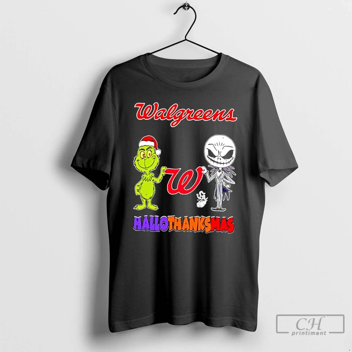 Classic Walgreens X Grinch And Jack Skellington Friends Fist Bump Happy Hallothanksmas T Shirts