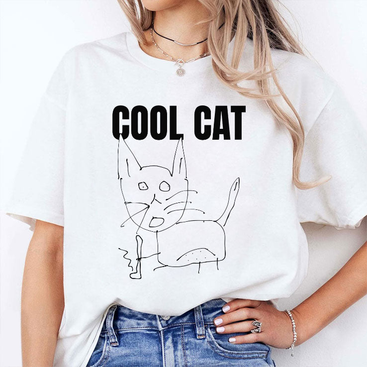 Cool Cat And Skateboard T Shirt