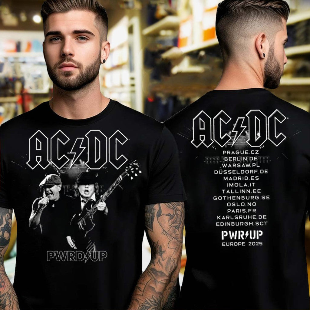 Design Acdc Merch Shop Store Angus And Brian Pwr Up Tour Two Sided Shirt Unisex
