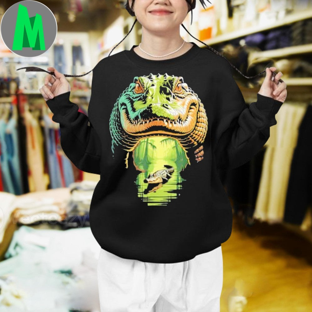 Design Alligator Head Swamp Reflection Shirt Unisex