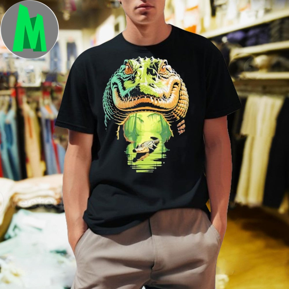 Design Alligator Head Swamp Reflection Shirt Unisex