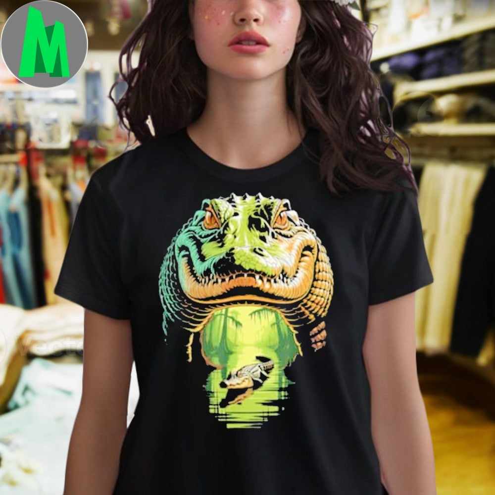 Design Alligator Head Swamp Reflection Shirt Unisex