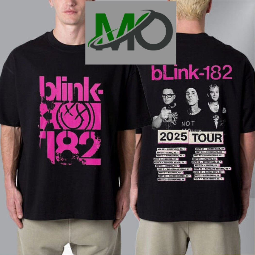 Design Blink-182 Missionary Impossible Tour 2025 Official Schedule Tour Two Sided Shirt Unisex