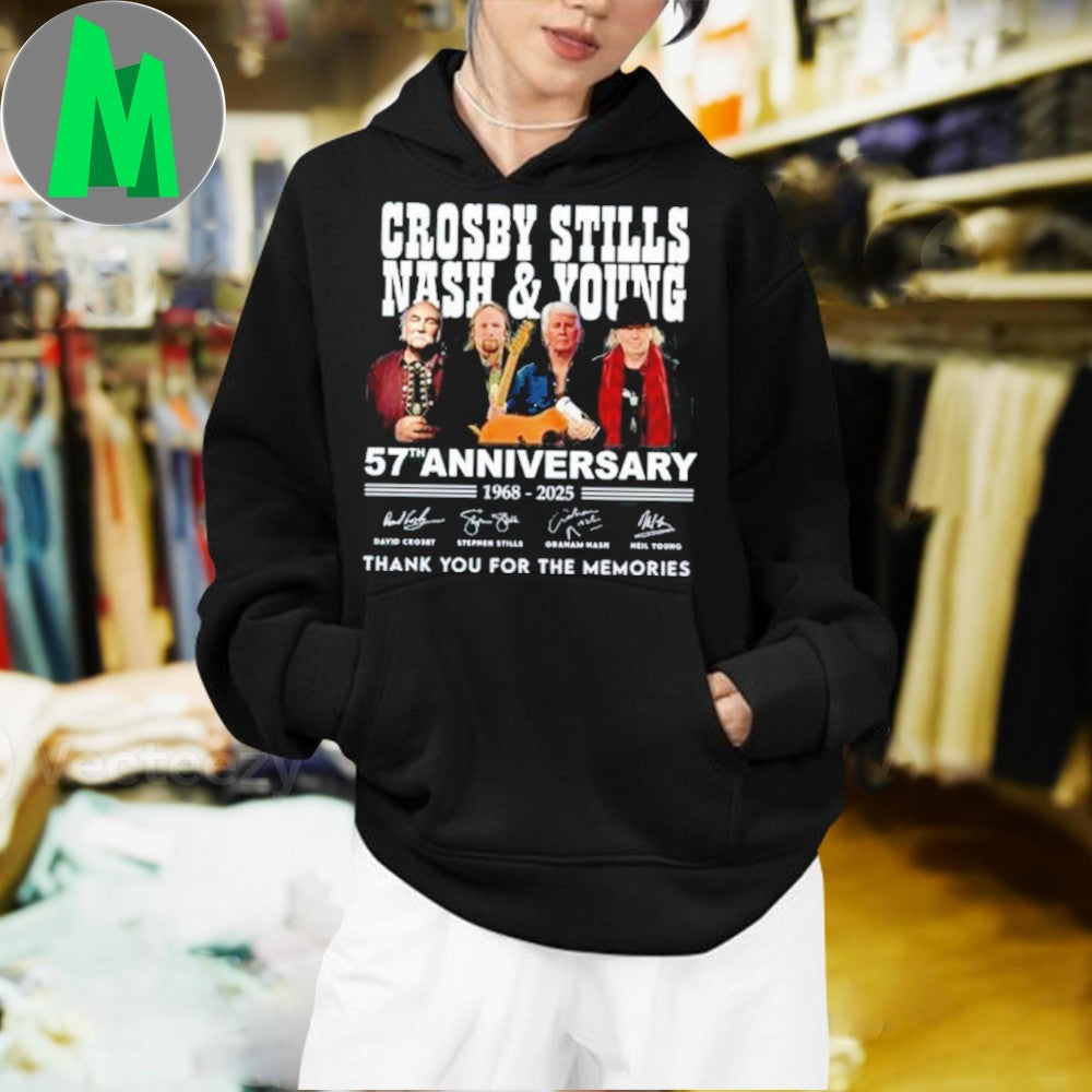 Design Crosby, Stills, Nash & Young 57th Anniversary 1968-2025 Signature Unisex