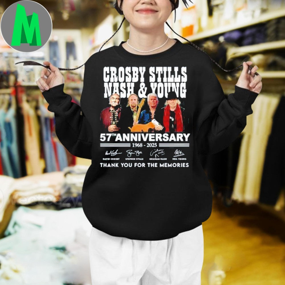 Design Crosby, Stills, Nash & Young 57th Anniversary 1968-2025 Signature Unisex