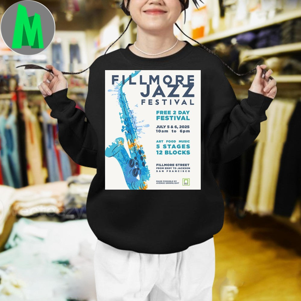 Design Fillmore Jazz Festival 2025 San Francisco Saxophone Music Unisex