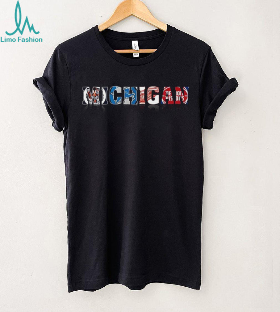 Detroit Lions Tigers Red Wings Pistons Michigan team sports shirt Unisex