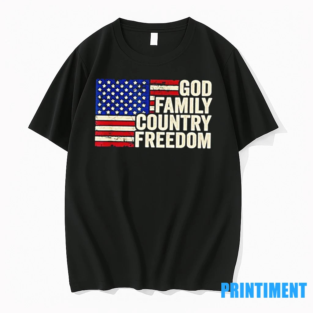 God Family Country Freedom Usa Flag Tshirts Sweater