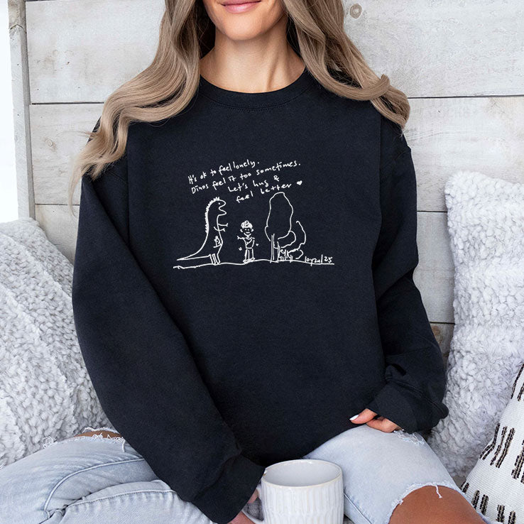 It’s Ok To Feel Lonely Inspirational Dino Shirt