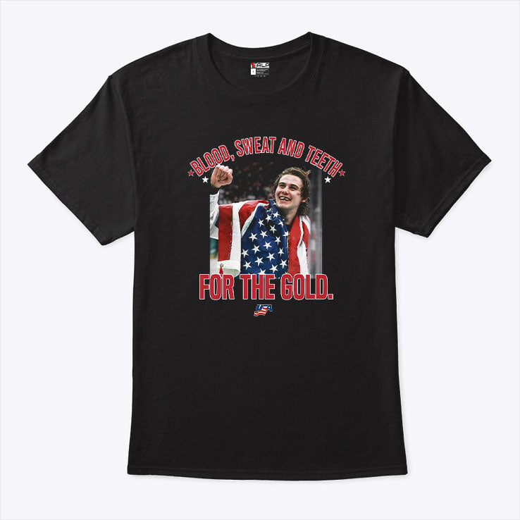Jack Hughes Blood Sweet And Teeth For The Gold USA Hockey Shirt