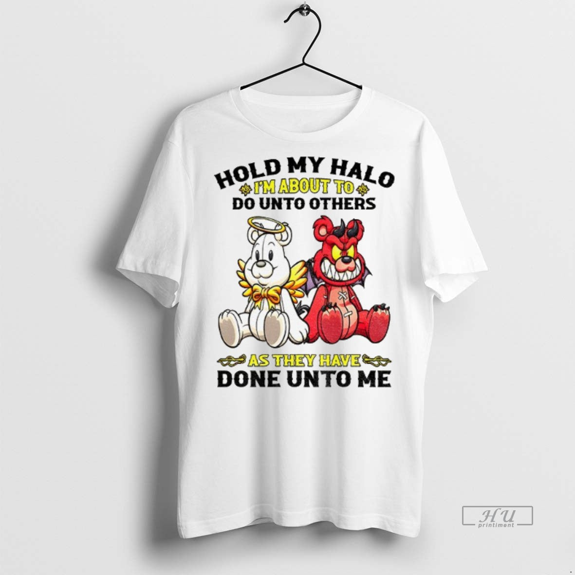 Limited Edition Angel And Devil Teddy Bears Hold My Halo Im About To Do Unto