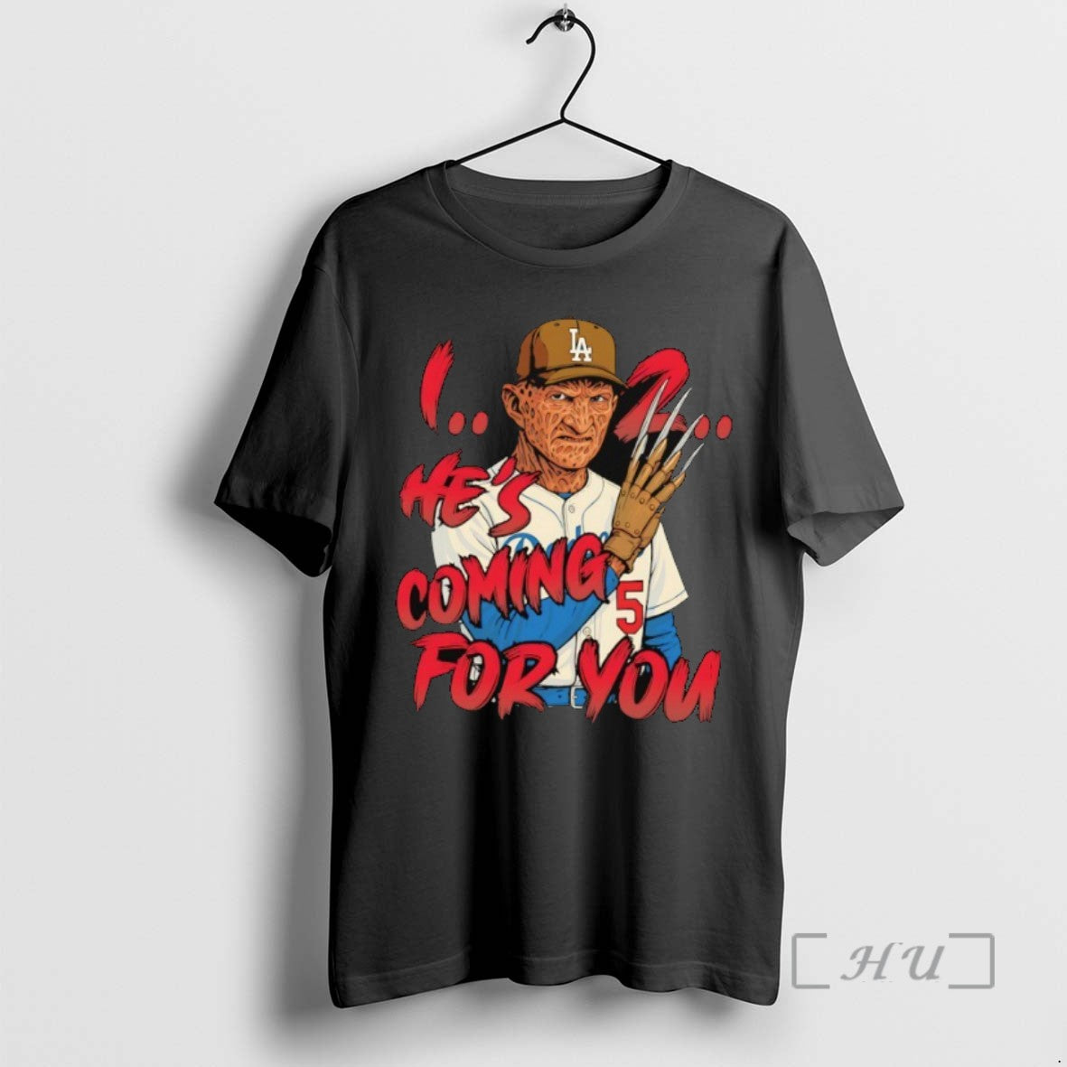 Limited Edition Freddy Krueger La Dodgers Hes Coming For You Tee Shirt Sweater