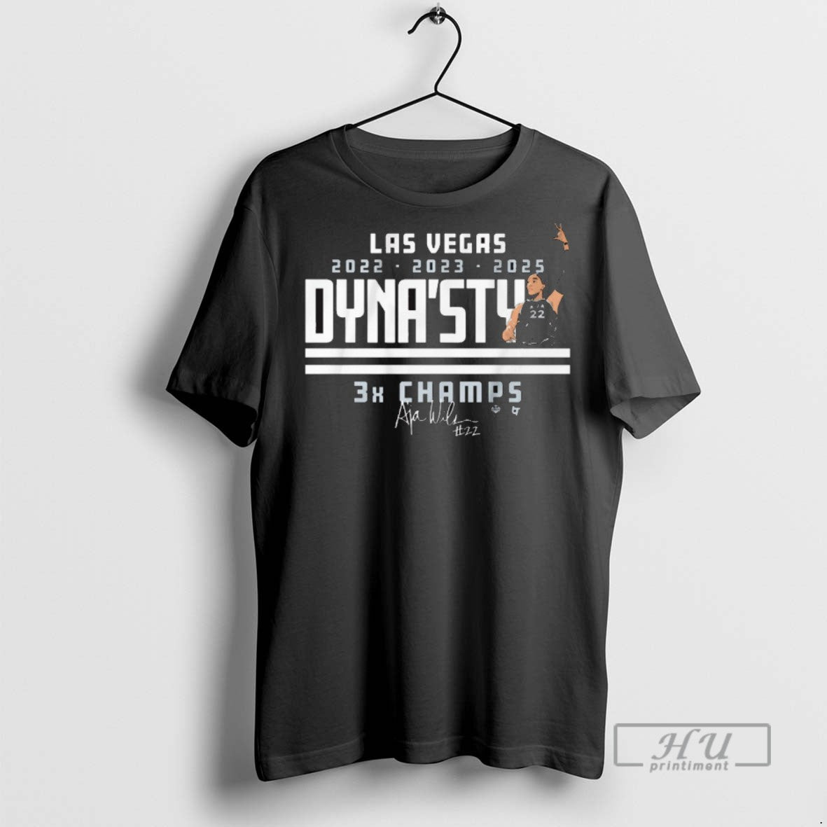 Limited Edition Las Vegas Aces Basketball Aja Wilson Dynasty 3x Champs Signature Graphic